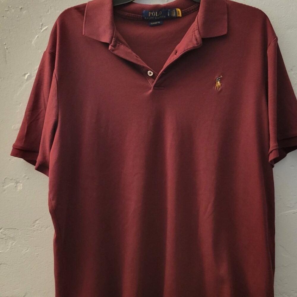 POLO RALPH LAUREN CLASSIC FIT MAROON POLO, SZ LGE